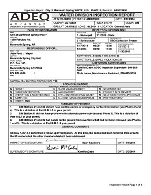 WATER DIVISION INSPECTION REPORT 